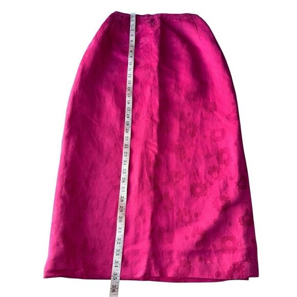 Vintage Maggie London Hot Pink Floral Print Midi Skirt - Picture 11 of 11